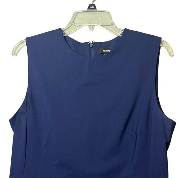 Theory Dress Womens 10 Blue Sleeveless Sheath E Gano Wool Blend Office Career - Picture 8 of 11